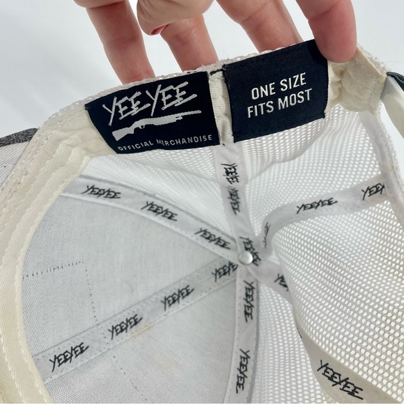 Yee Yee Buck Grey and White Neutral Trucker Hat Preppy Hunter One Size - Picture 8 of 8